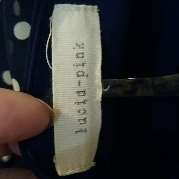 Lucid Pink Navy W/White Polka Dots High Low Dress - Picture 6 of 6